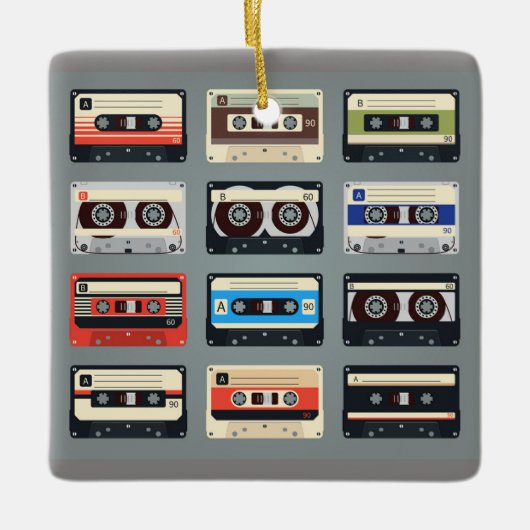Retro Cassettebandjes 80s Keramisch Ornament (Voorkant)