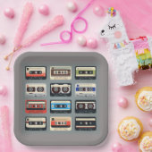 Retro Cassettebandjes 80s Papieren Bordje (Feest)