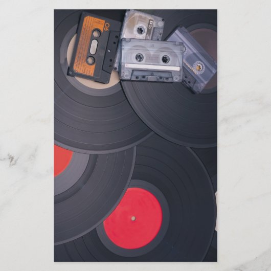 Retro-Cassettebandjes en vinylrecords van 80 Briefpapier (Voorkant)
