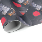 Retro-Cassettebandjes en vinylrecords van 80 Cadeaupapier (Rol Hoek)