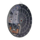 Retro-Cassettebandjes en vinylrecords van 80 Dartbord (Voorkant Links)