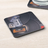 Retro-Cassettebandjes en vinylrecords van 80 Drankjes Onderzetter (Linkerzijde)