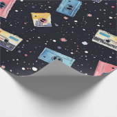Retro Cassettebandjes in de kosmische ruimte Cadeaupapier (Hoek)