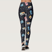 Retro Cassettebandjes in de kosmische ruimte Leggings (Achterkant)