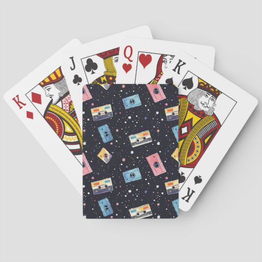 Retro Cassettebandjes in de kosmische ruimte Pokerkaarten (Achterkant)