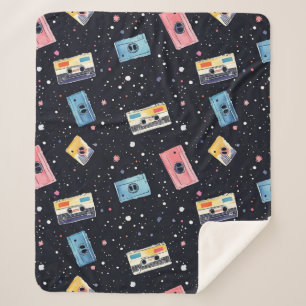 Retro Cassettebandjes in de kosmische ruimte Sherpa Deken