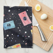 Retro Cassettebandjes in de kosmische ruimte Theedoek (Quarter Fold)