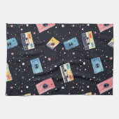 Retro Cassettebandjes in de kosmische ruimte Theedoek (Horizontaal)