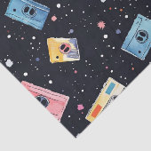 Retro Cassettebandjes in de kosmische ruimte Tissuepapier (Detail)