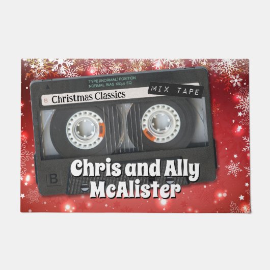 Retro Cassettebandjes kerstdeurmat Deurmat (Voorkant)