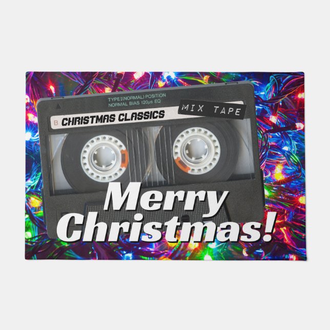  Retro Cassettebandjes kerstdeurmat Deurmat (Voorkant)