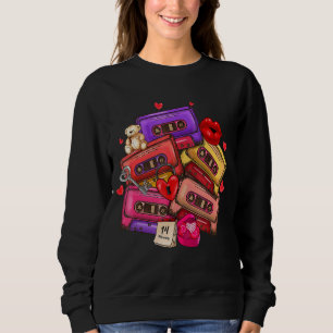 Retro Cassettebandjes Music Red Heart Happy Valent Trui