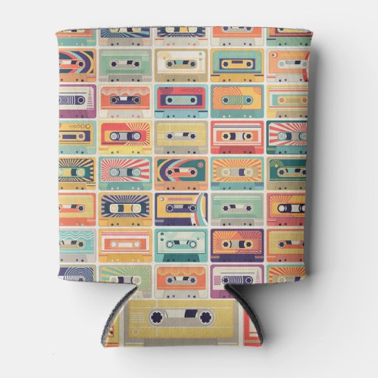 Retro Cassettebandjes Patroon. Blikjeskoeler (Voorkant)