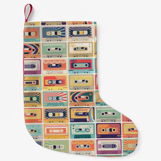 Retro Cassettebandjes Patroon. Kleine Kerstsok (Voorkant)