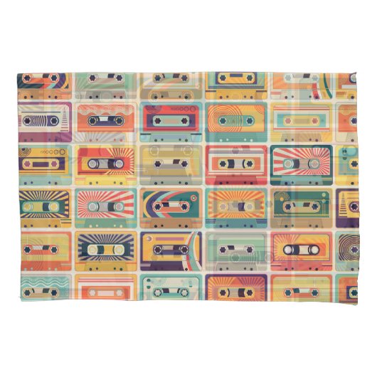 Retro Cassettebandjes  Patroon. Kussensloop (Voorkant)