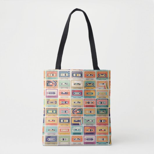 Retro Cassettebandjes  Patroon. Tote Bag (Voorkant)