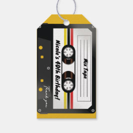 Retro Cassettereband Geel 90's Verjaardagsfeestje Cadeaulabel