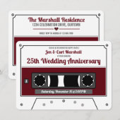 Retro Cassettereband Wijnrode Jubileumfeest Kaart (Voorkant / Achterkant)