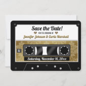Retro Cassetterecord Huwelijk Bewaar de Datum Kaart (Voorkant)