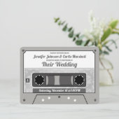 Retro Cassetterecord Huwelijk Kaart (Staand voorkant)