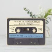 Retro Cassetterecord Verjaardagsfeest Uitnodiging (Staand voorkant)