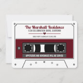 Retro Cassetterecord Wijnrode Trouwdag Feest Kaart (Achterkant)