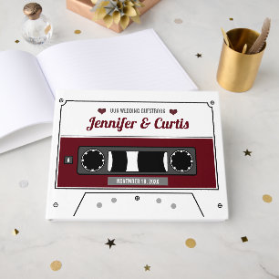 Retro Cassetterecord Wijnrood Huwelijk Gastenboek