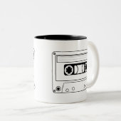 Retro cassetterecorder grunge muziek tweekleurige koffiemok (Voorkant rechts)