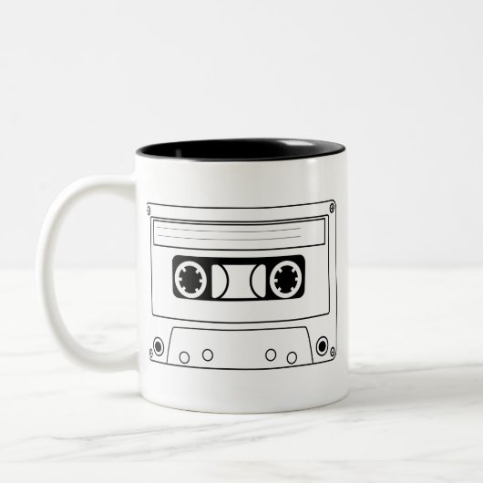 Retro cassetterecorder grunge muziek tweekleurige koffiemok (Links)