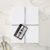 Retro Cassetterecorderband Beige Grijs Bruiloft Cadeaulabel (Met Touw)