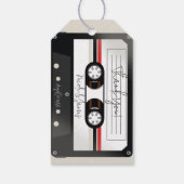 Retro Cassetterecorderband Beige Grijs Bruiloft Cadeaulabel (Achterkant)