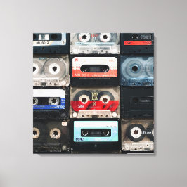 Retro cassettes afbeelding op canvas afdruk
