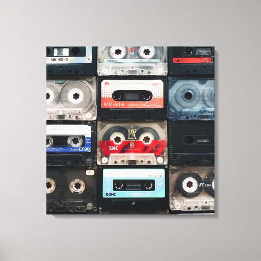 Retro cassettes afbeelding op canvas afdruk (Voorkant)