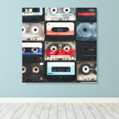 Retro cassettes afbeelding op canvas afdruk (Insitu (Houten vloer))