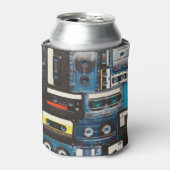 Retro Cassettes: Blauwe achtergrond . Blikjeskoeler (Blikje Voorkant)