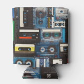 Retro Cassettes: Blauwe achtergrond . Blikjeskoeler (Achterkant)