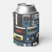 Retro Cassettes: Blauwe achtergrond . Blikjeskoeler (Blikje Achterkant)