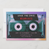 Retro-cassettesingle huwelijksdag save the date (Voorkant)