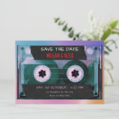 Retro-cassettesingle huwelijksdag save the date (Staand voorkant)