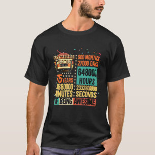 Retro Cassettespeeldoos 75 Jaar Jubileum Verjaarda T-shirt