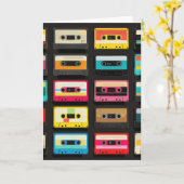 Retro Cassettespelband Patroon – Vintage Muziek  Kaart (Gele Bloem)