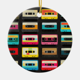 Retro Cassettespelband Patroon – Vintage Muziek Keramisch Ornament