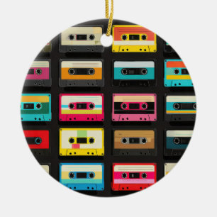 Retro Cassettespelband Patroon – Vintage Muziek Keramisch Ornament