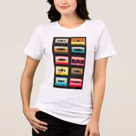 Retro Cassettespelband Patroon – Vintage Muziek Tri-Blend Shirt