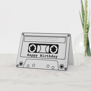 Retro cassettespelers 80s verjaardagsmuziek kaart