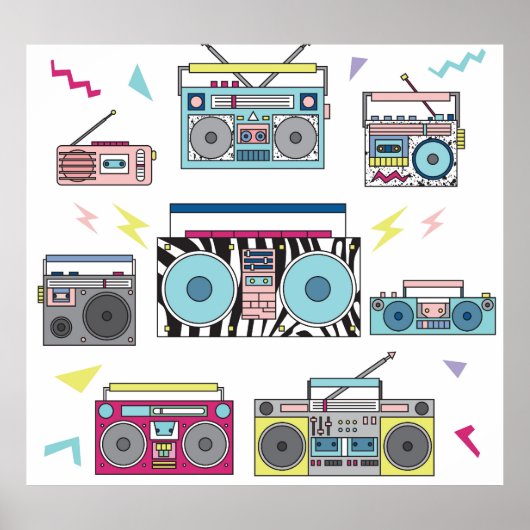 Retro Cassettespelers: jaren '80 kunst Poster (Voorkant)