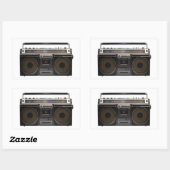 retro-cassettespelmuziek stereomape  rechthoekige sticker (Vel)