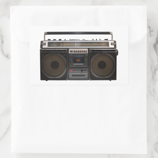 retro-cassettespelmuziek stereomape  rechthoekige sticker (Tas)
