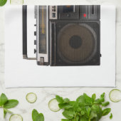 retro-cassettespelmuziek theedoek (Gevouwen)