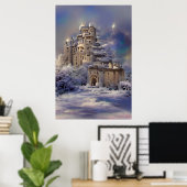 Retro Castle, kasteel, medieval kasteel Poster (Thuiskantoor)